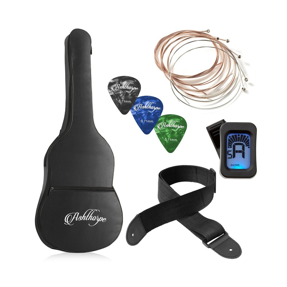 Ashthorpe 30-inch Beginner Acoustic Guitar Package (Black), Basic Starter Kit...