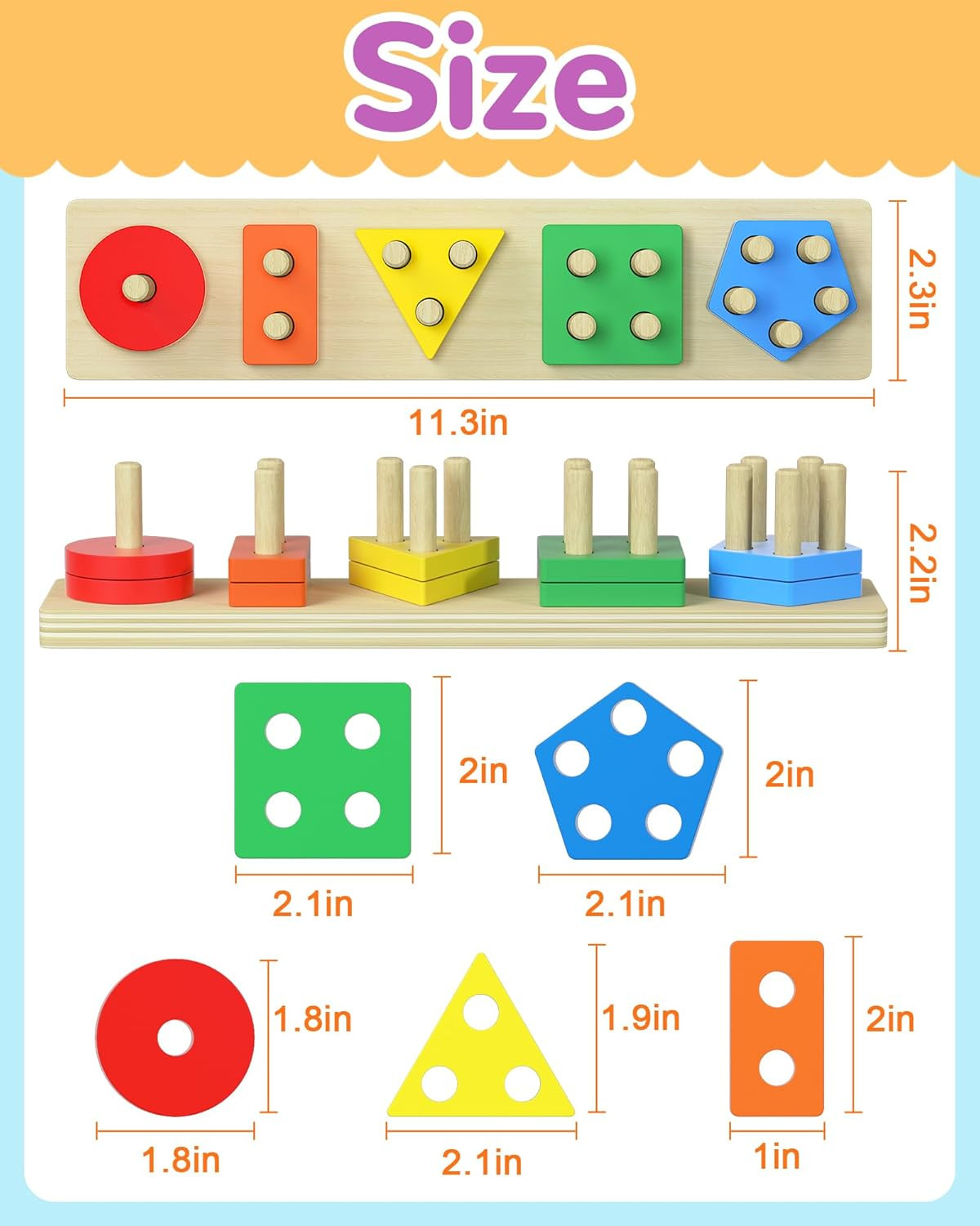 Montessori Wooden Learning Puzzles and Shape Sorter for Toddlers 1-3 Years