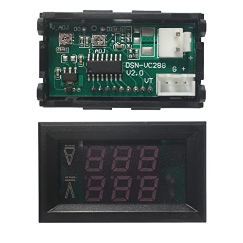 LED Digital Voltmeter Ammeter, Mini DC Digital Multimeter 100V 10A, Blue Red