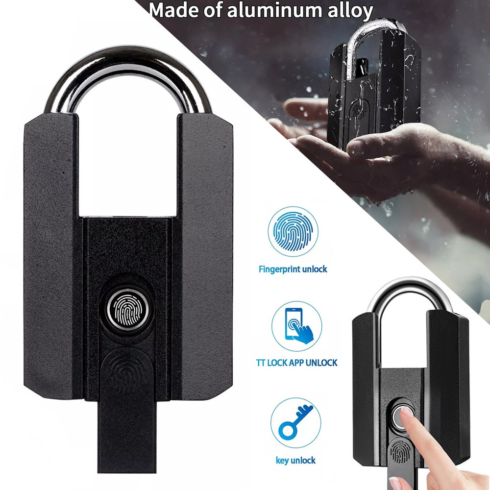 Waterproof Bluetooth Smart Fingerprint Padlock&keys Heavy Duty Locker Lock APP