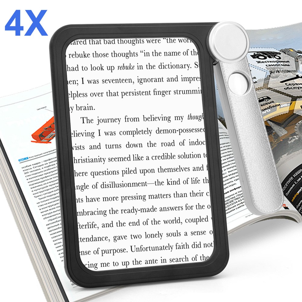 Folding Handheld Magnifying Glass 4X 20X Full Page Rectangular Reading Magnifier