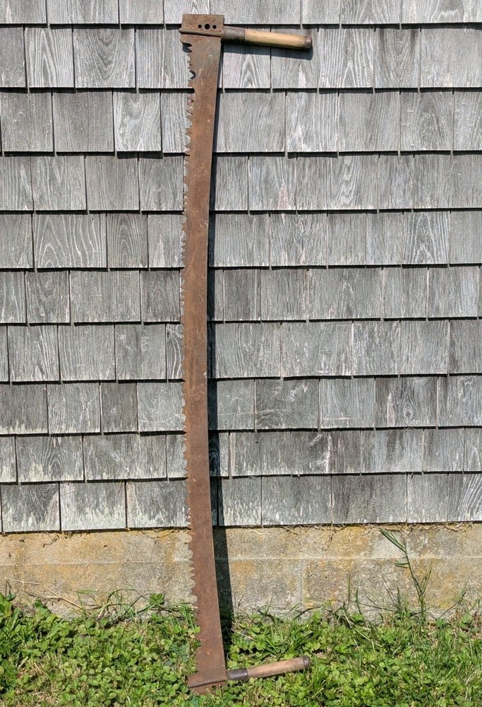 Barn Antique Primitive 2 Two Man Crosscut Logging Saw 5' Blade Log Cabin Decor