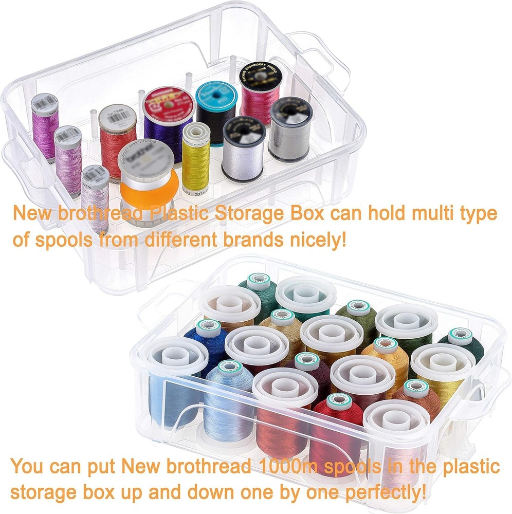 80 Spools 500m Each Embroidery Machine Thread with Clear Plastic Storage Box ...