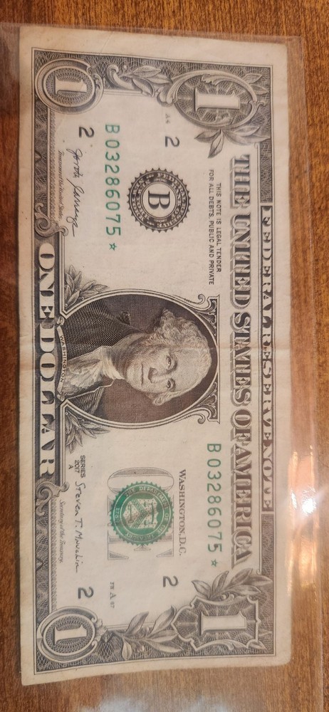 2017A Series 2017A US Dollar Bill Miss Cut Error Star Note