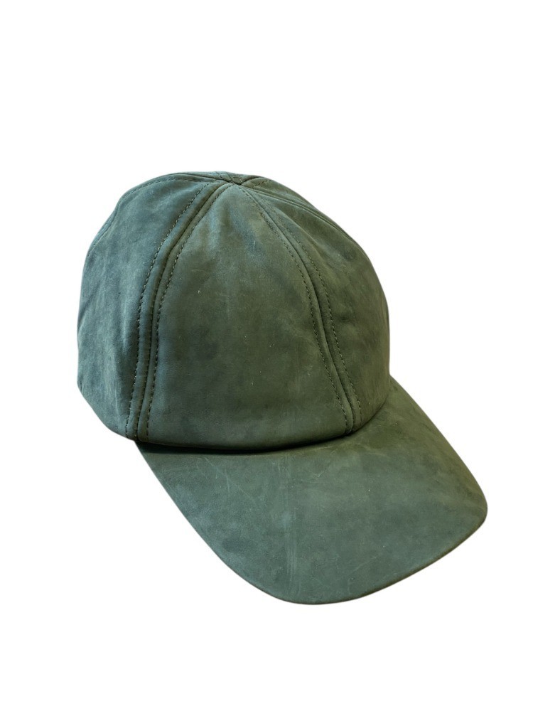 Nubuck Suade Soft Leather adjustable Baseball cap Olive