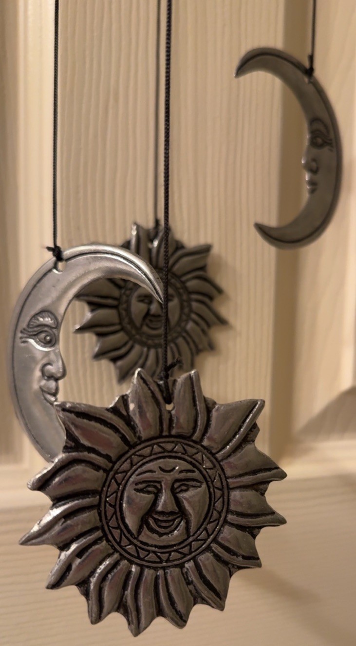 Pewter Metal Wind Chimes Celestial Sun&Moon 2000s Pier 1 Imports