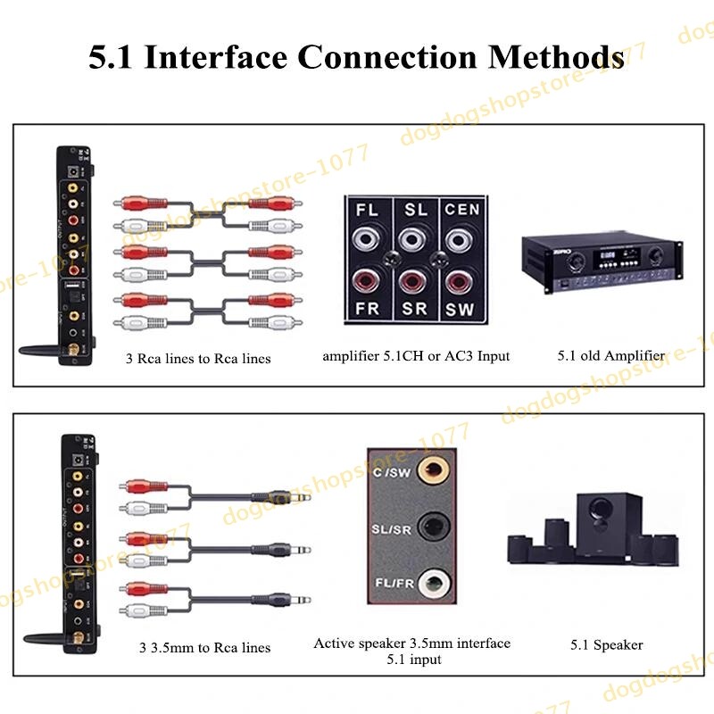 Preamp Decoder DT03 Audio Player Bluetooth/USB/Optical Fiber/Coaxial/AUX 5.1CH