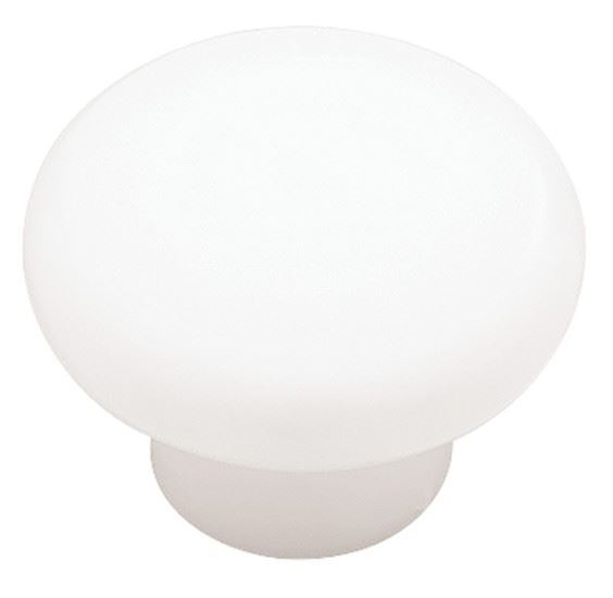 (10 Pack) 1-3/8" Crisp White Round ABS Plastic Knobs