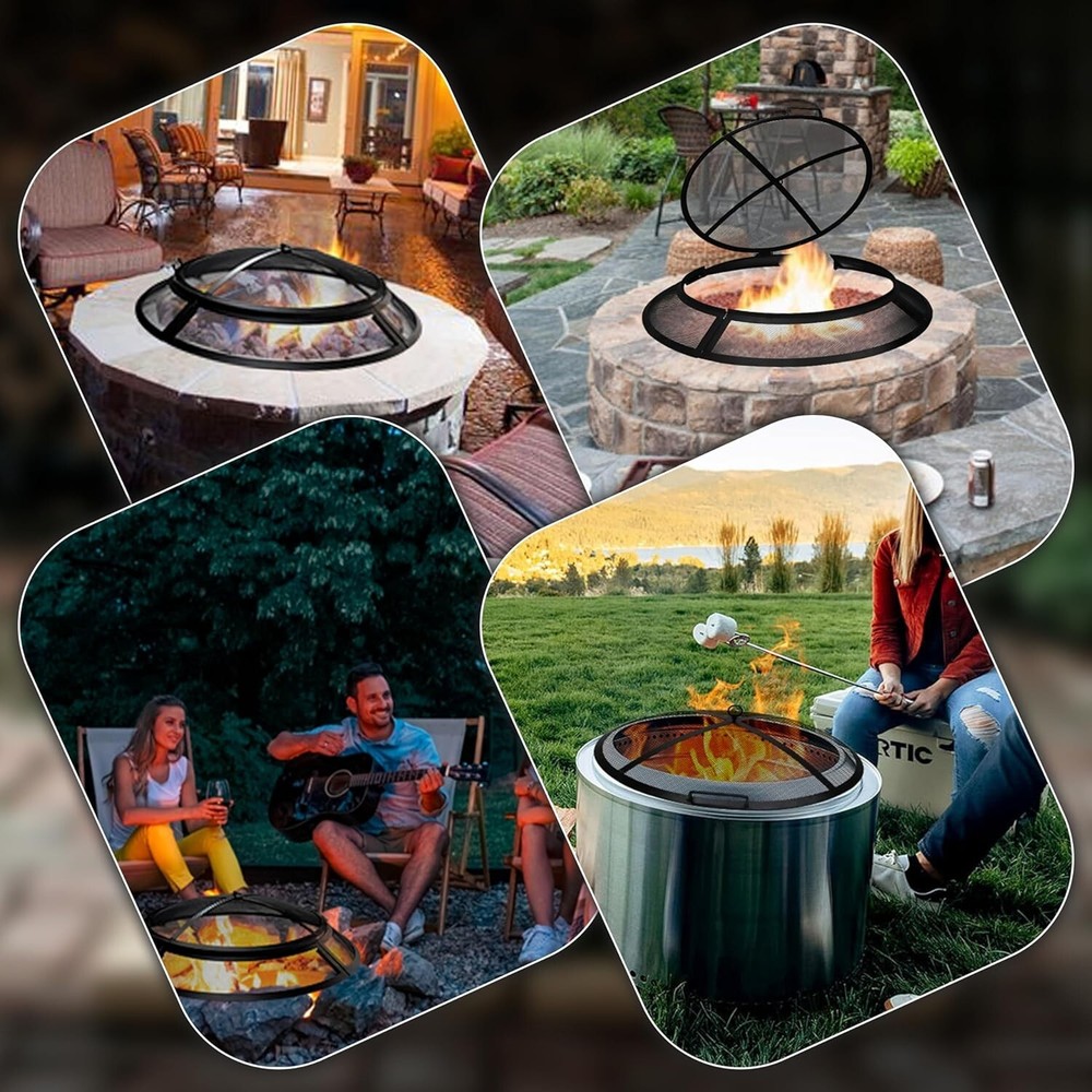 40" Spark Screen For Fire Pit - Fire Pit Screen Cover , Round Fire Pit Insert