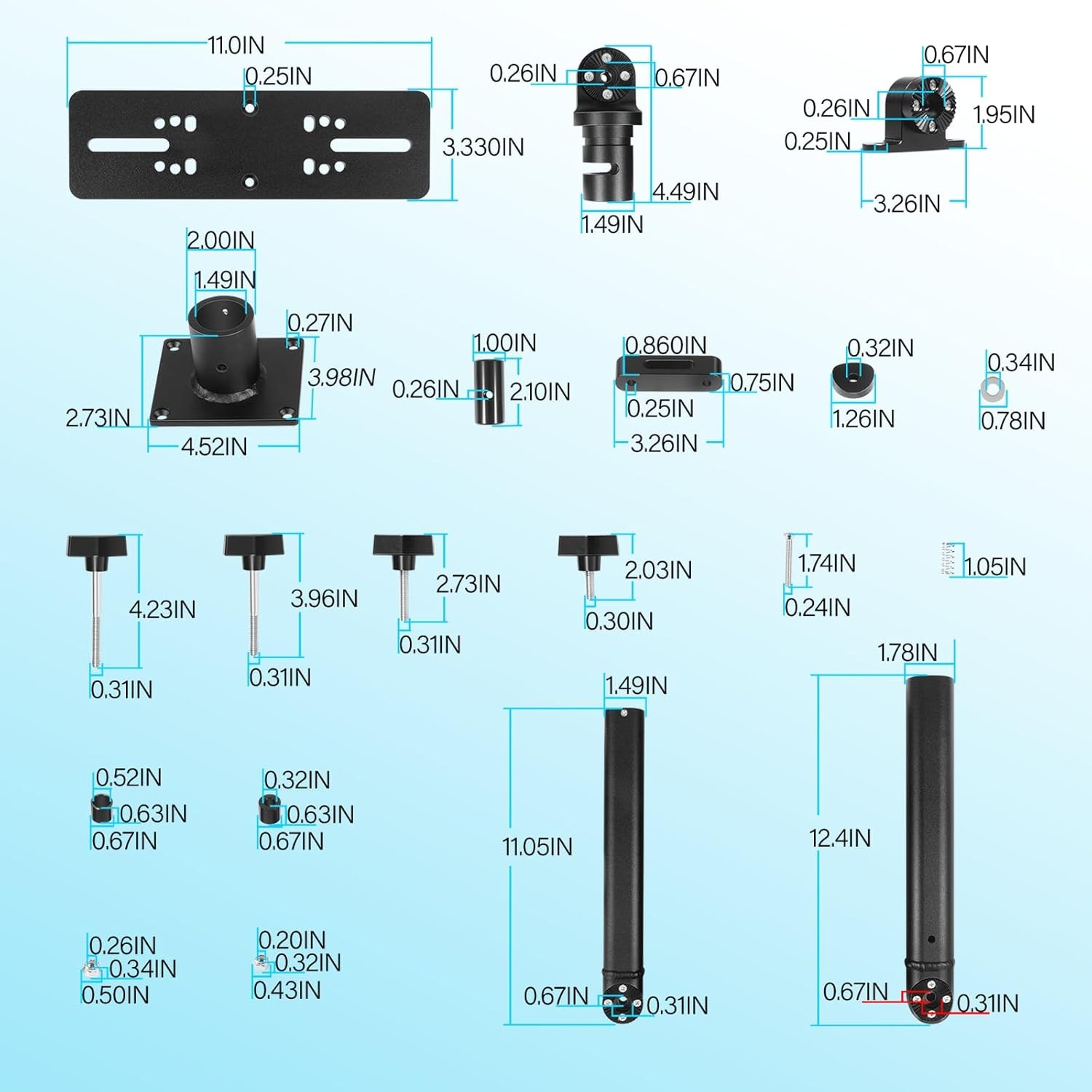 Marine Electronic Monitor Mount 350° 18–24 In for Garmin, Lowrance, Humminbird