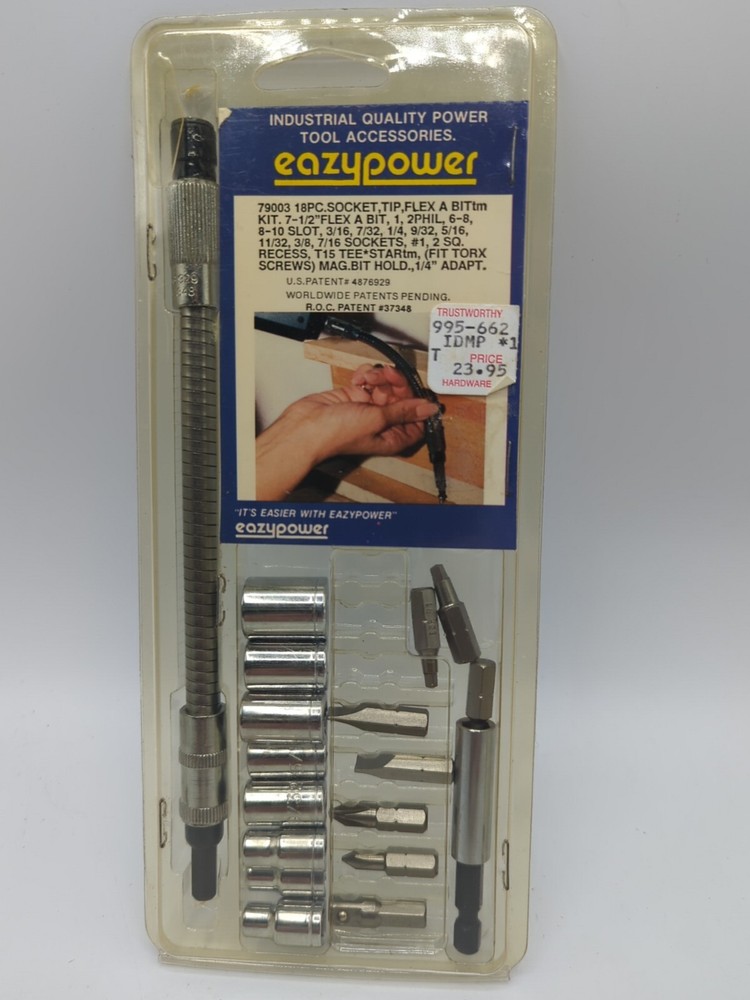 NOS Eazypower 79003 18 Piece Socket Tip Flex Set New Sealed