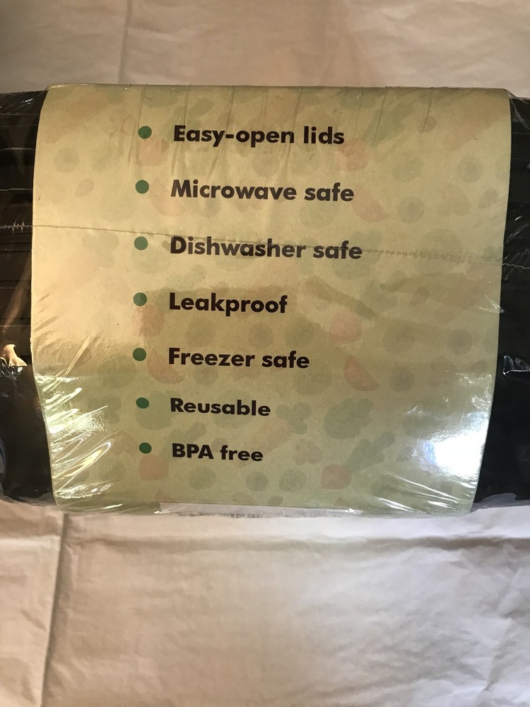 Prefey Green Meal Prep Lunch Boxes 4 Pack Black