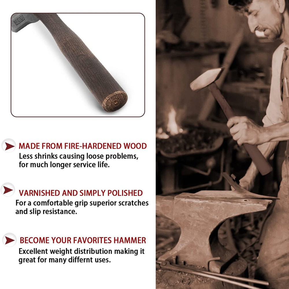 Blacksmith 4LB Hammers For Farrier Knife Maker Blacksmith Forging Tool