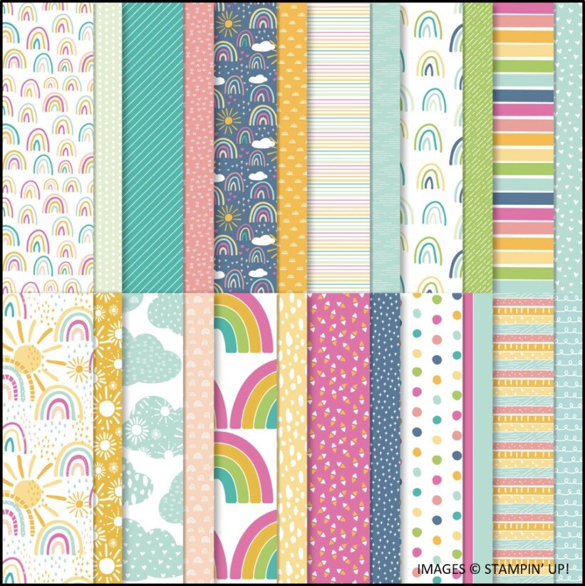 SUNSHINE & RAINBOWS Designer Series Paper DSP Stampin Up Full Pack 48 Sheets 6x6