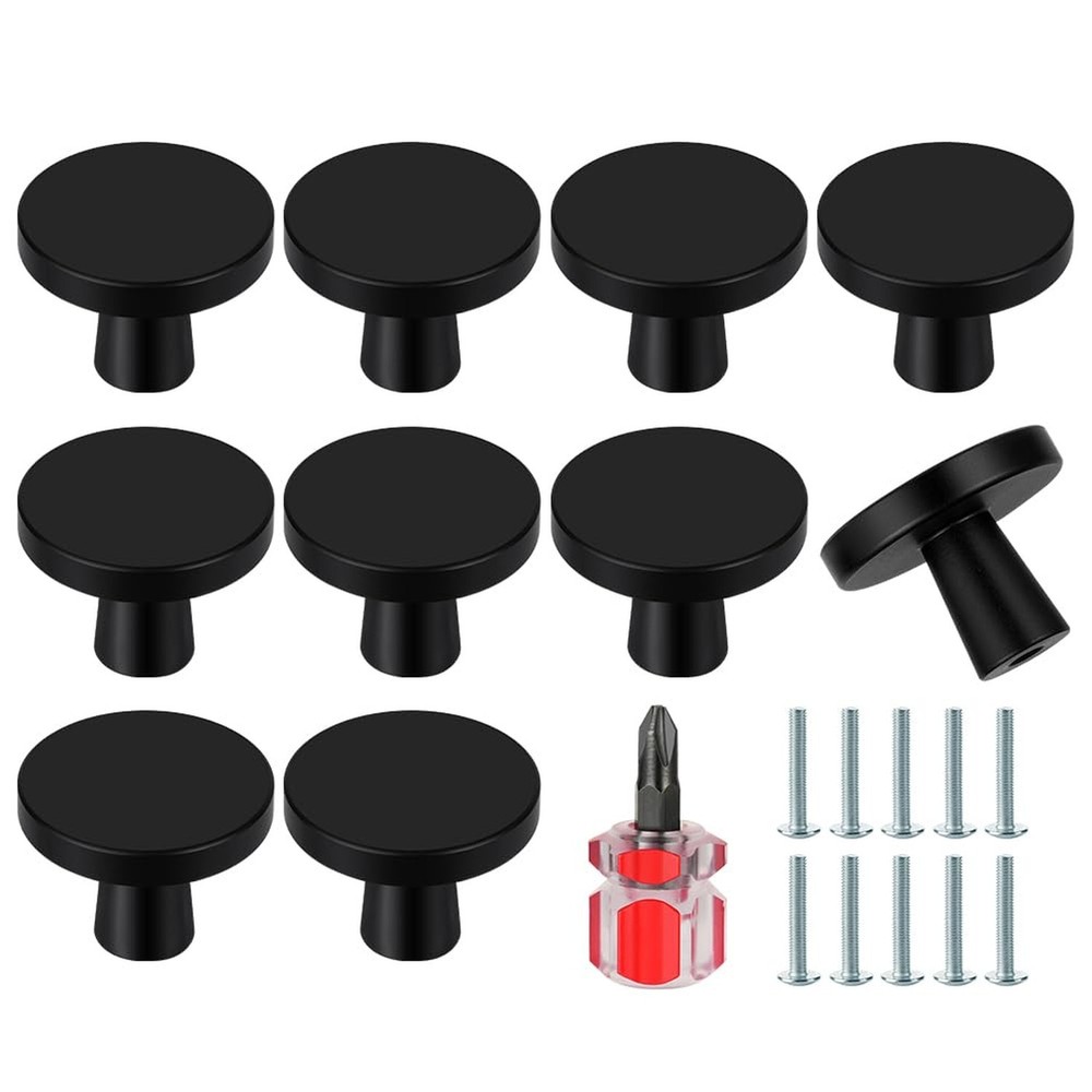 Ainiv 10 PCS Black Cabinet Knobs, Round Drawer Knobs, Mushroom Dresser Handle...
