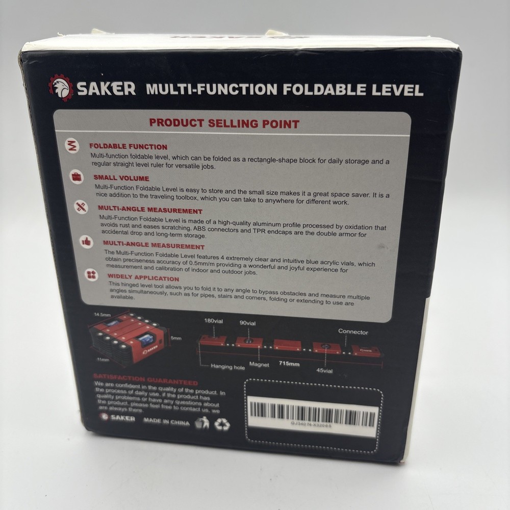 Saker 28" Foldable Level Tool, Multi-Angle Measuring & Precise Leveling Tool