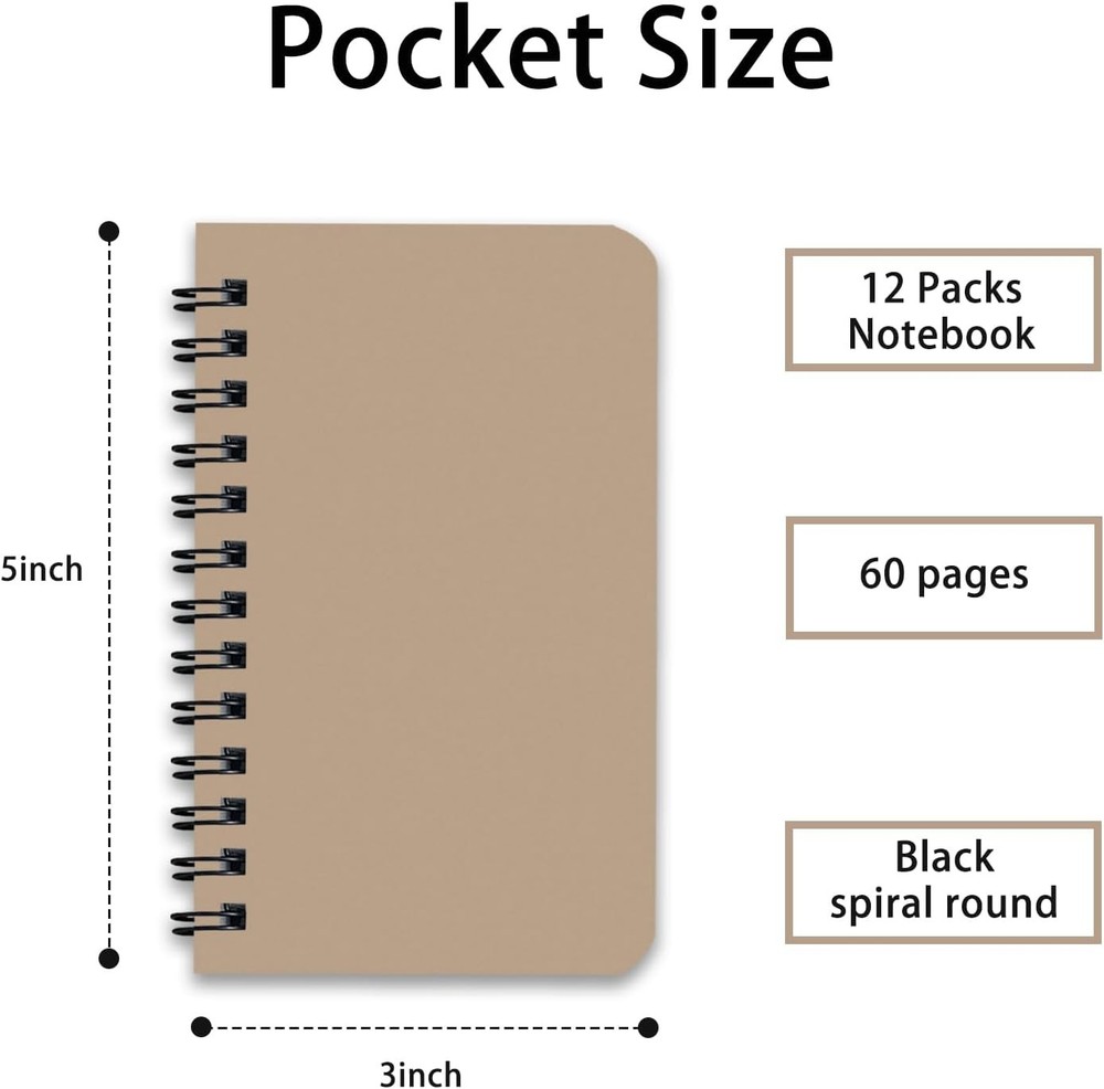 6 Pack Spiral Notebook Small Pocket Notebook 3x5 Spiral Notepads With Lined