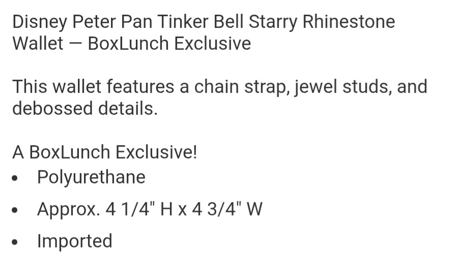 Disney Tinker Bell Starry Rhinestone Wallet iridescent blue Box Lunch Exclusive