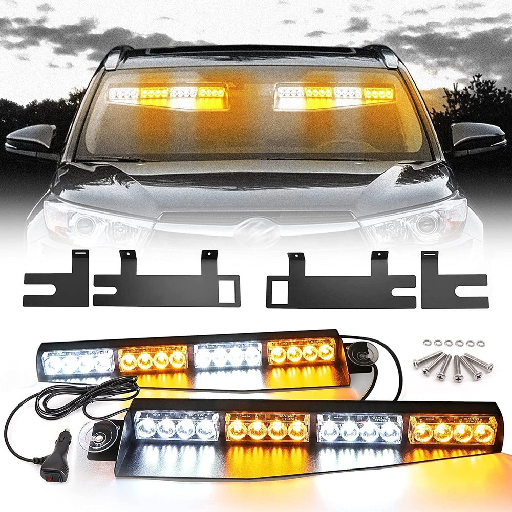 32 LED Emergency Strobe Lights Visor Safety Warning Hazard Dash Windshield Light