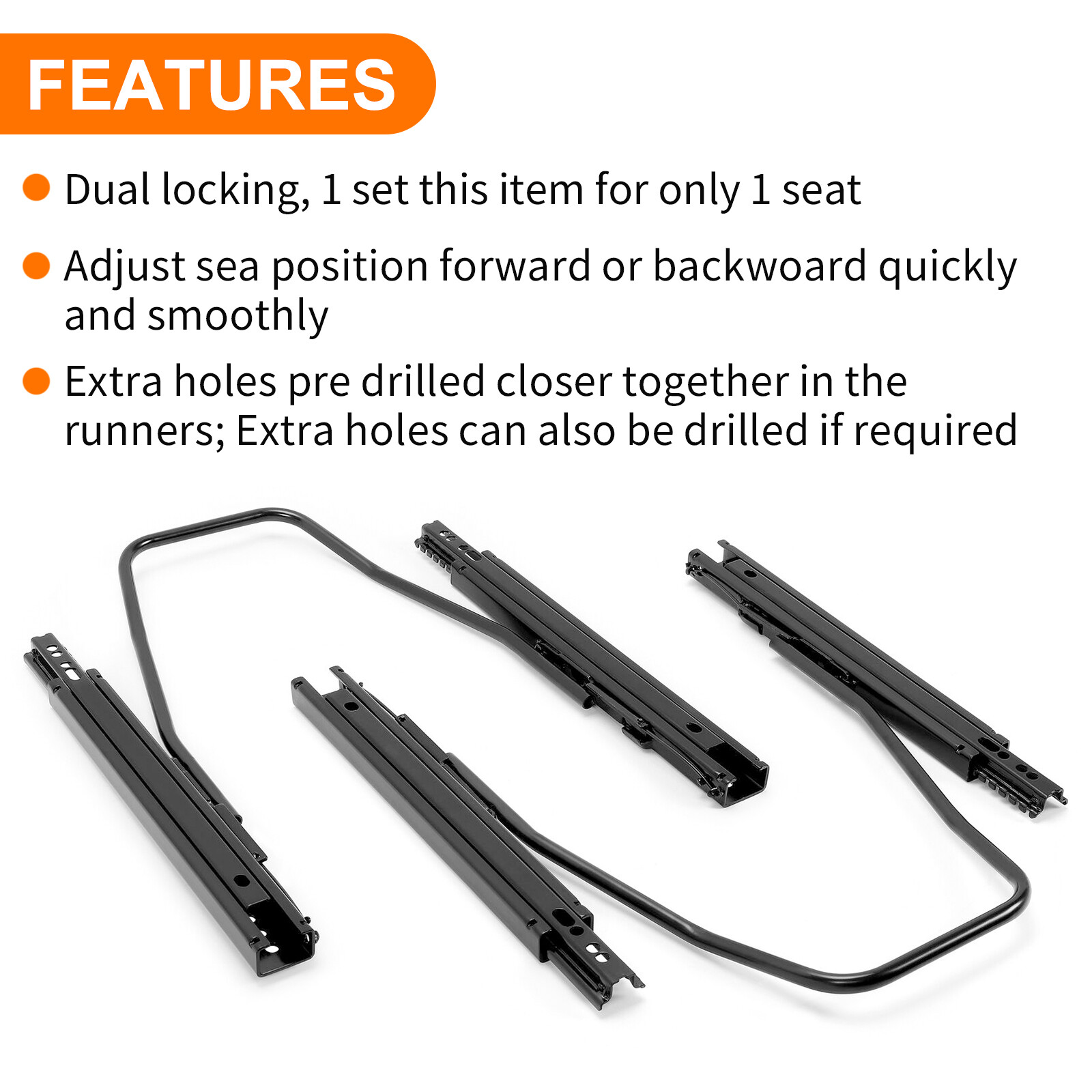 2x Universal Dual Lock Seat Sliders Rails Bracket Track Aessembly Mount Hardware