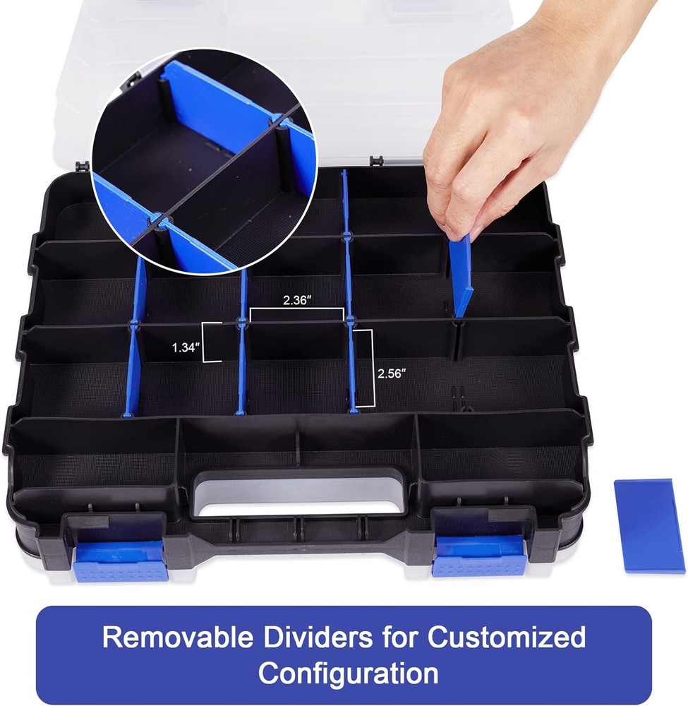 Portable Double-Sided Tool Organizer with 34 Compartments - Waterproof Design
