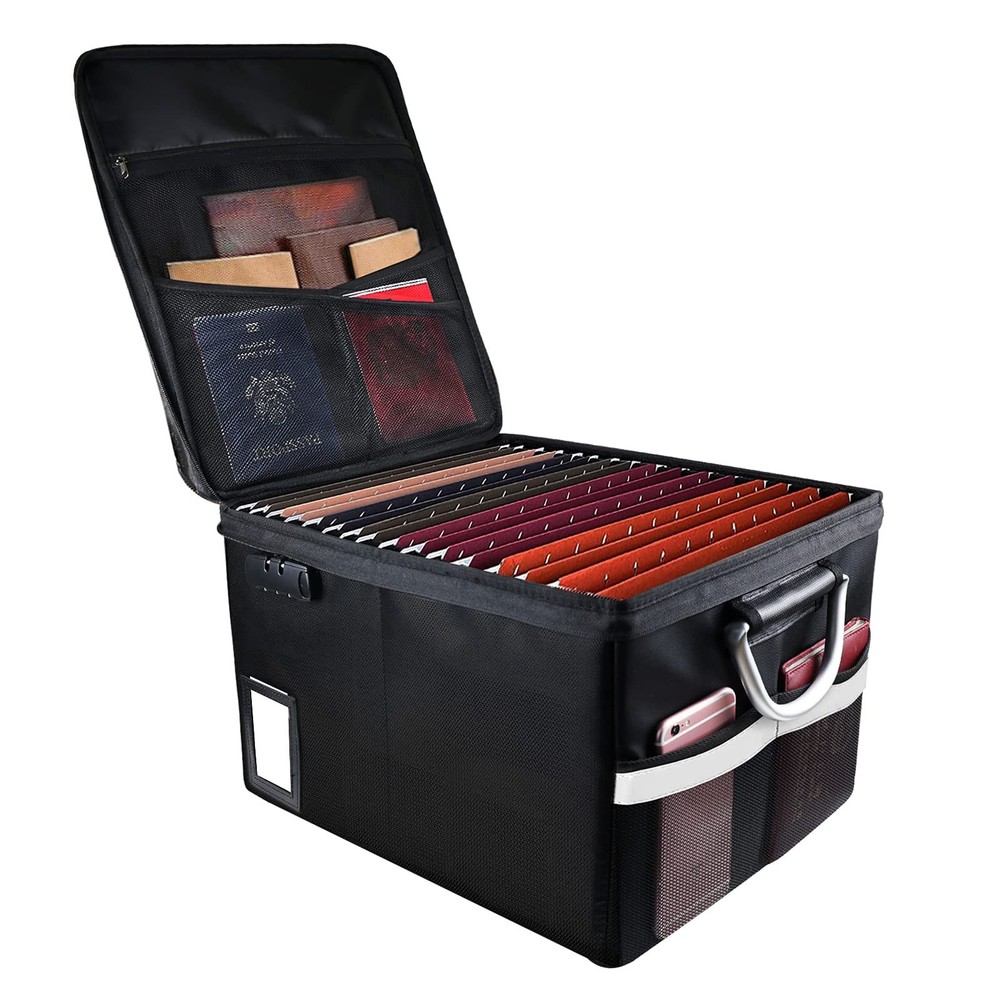 Fireproof Document Box, Fireproof File Box with Lids, Important Document Orga...