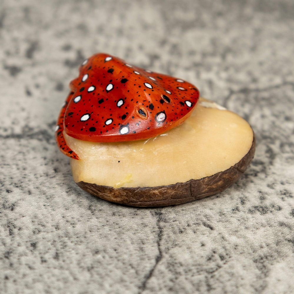 Orange Black And White Stingray Tagua Carving