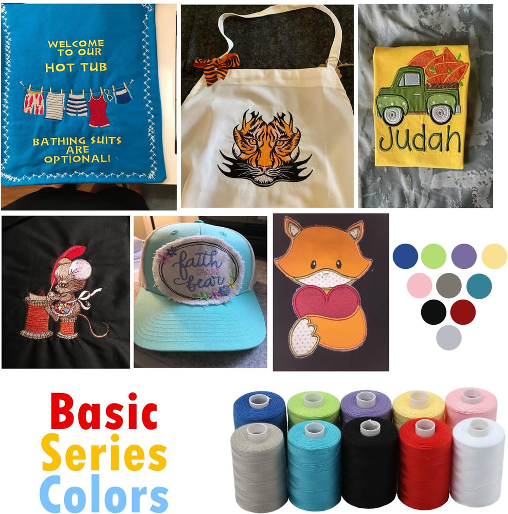 All Purpose Sewing Thread, 10 Spool Assorted Color 1000 Yards Each Bobbin Polyes