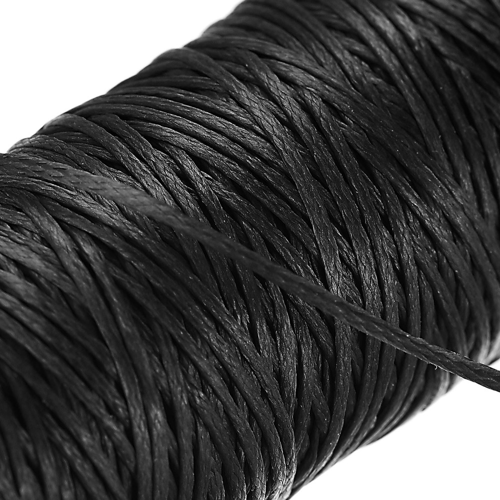 Leather Sewing Threads 55 Yards 150D/1mm Polyester Waxed Cord (Black, 2pcs)