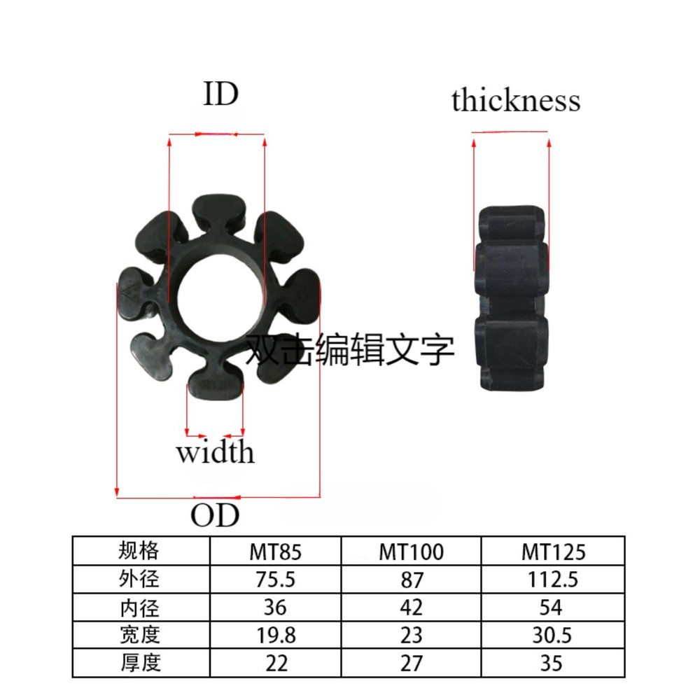 MT45 MT70 MT85 MT100 MT125 Grinding Machine Coupling Rubber Pad Plum Elastomer