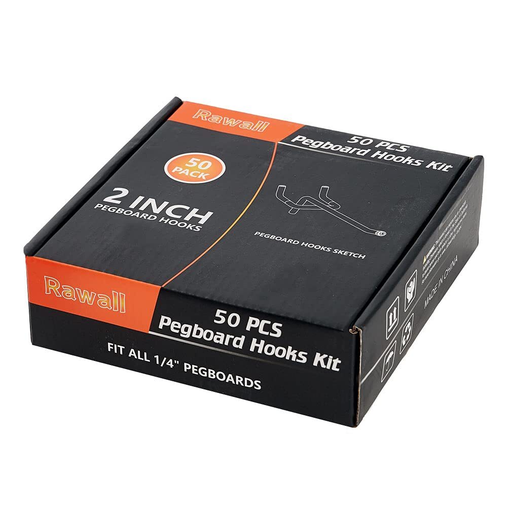 Pegboard Hooks Large Diameter 50-Pack 2 Inch L Shape Small Galvanized Heavy D...