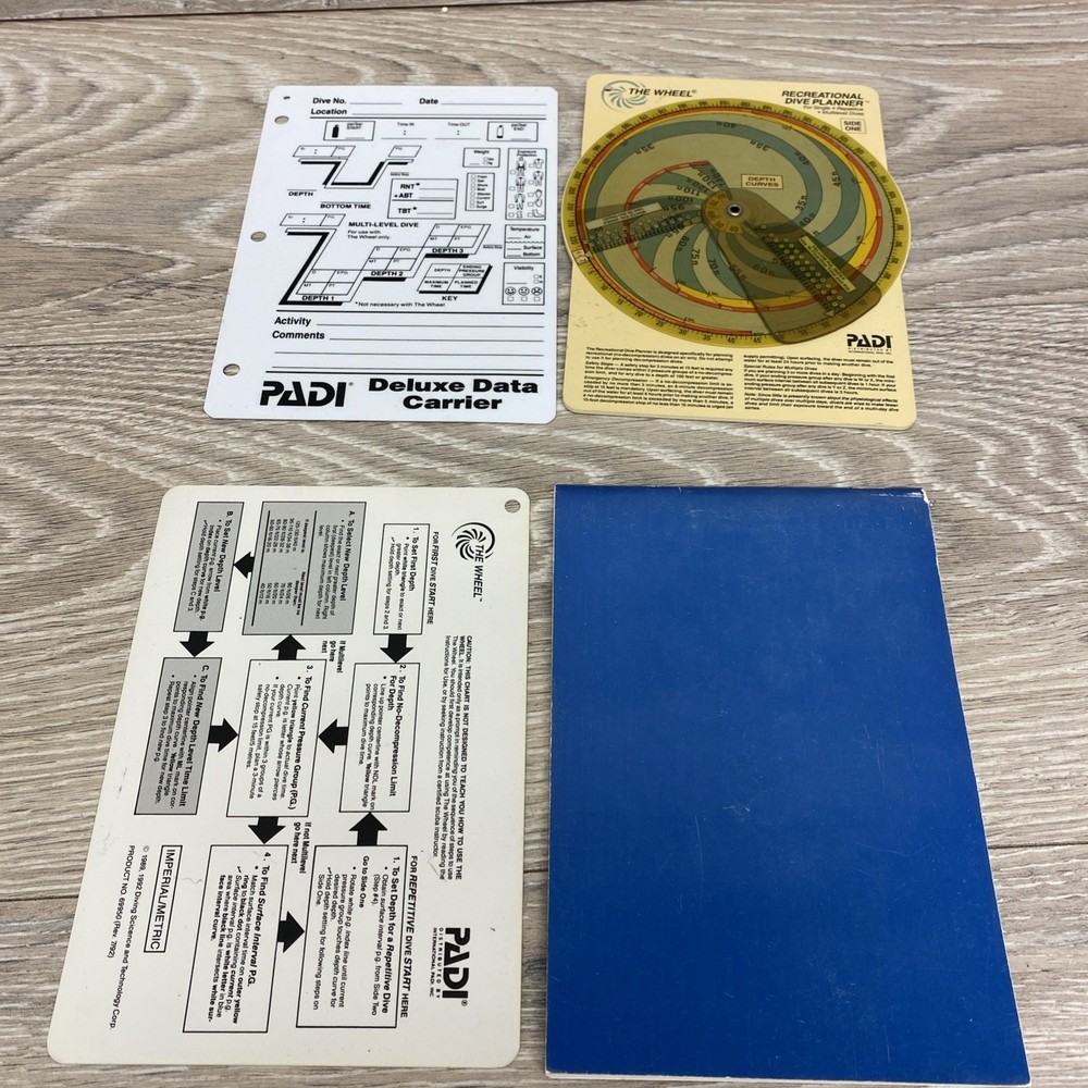 Padi the Wheel Instructions Study Guide Recreational Dive Planner