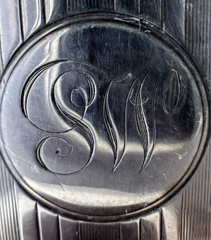 Sterling Silver Antique Engraved Design Cigarette Case, SW