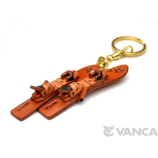 Skis Leather Keychain(L)