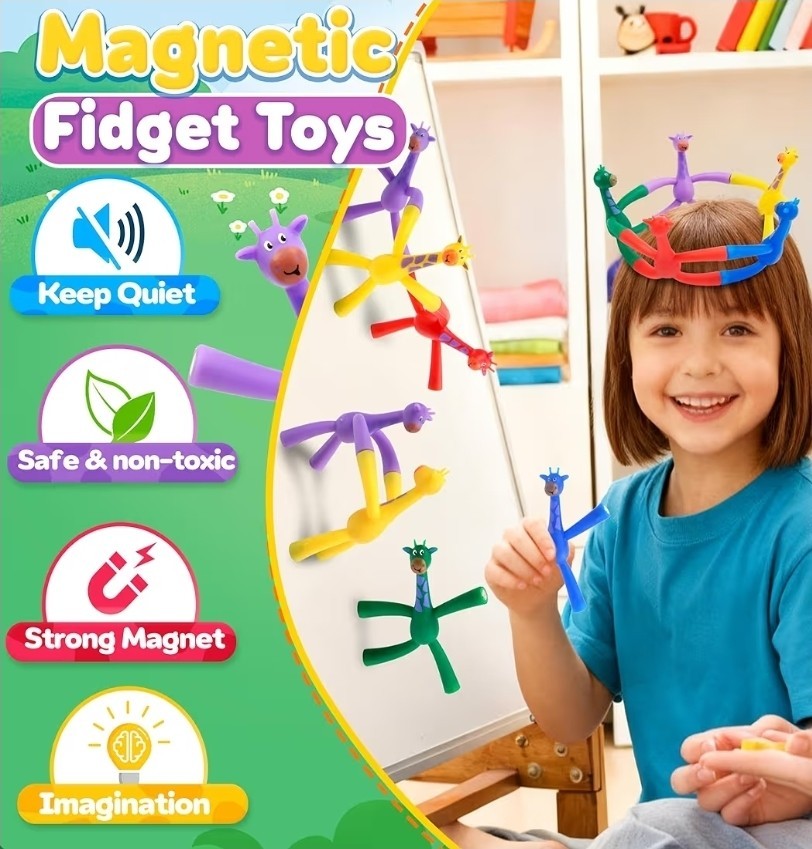 Magnetic Fidget Toy (Giraffe) Magnetic Travel Toys 5 Pcs Fun For Kids