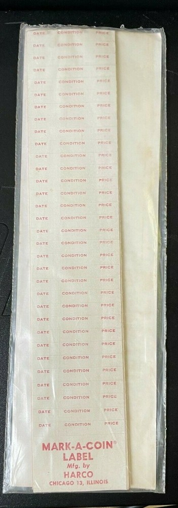 HARCO Mark-A-Coin Labels New Old Stock Sealed Vintage (#O-67)