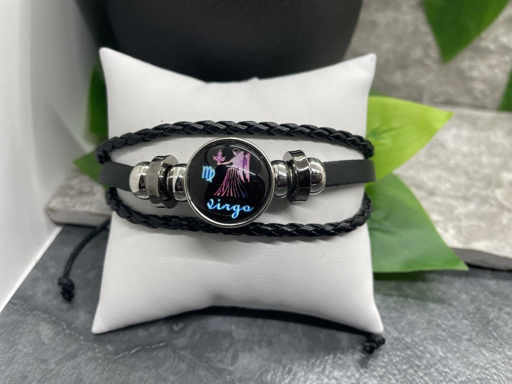 Leather Bead Bracelet Stackable Adjustable Tie New Free Ship Virgo A3405