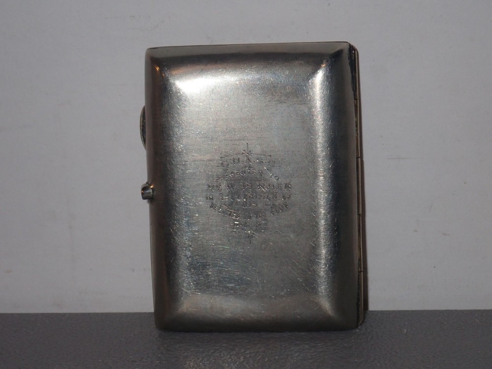 1907 Silverplated Cigarette Case, Excellent Condition, Inscribed