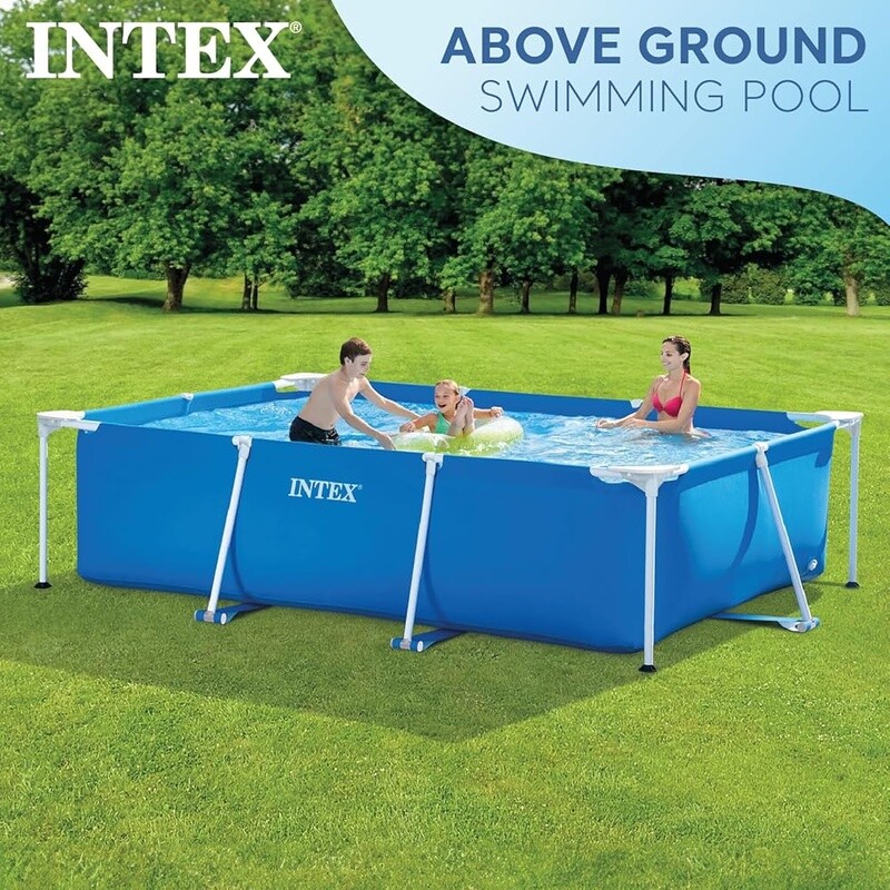 Rectangular Above Ground Pool Durable Frame Quick Drain Easy Setup Outdoor Fun