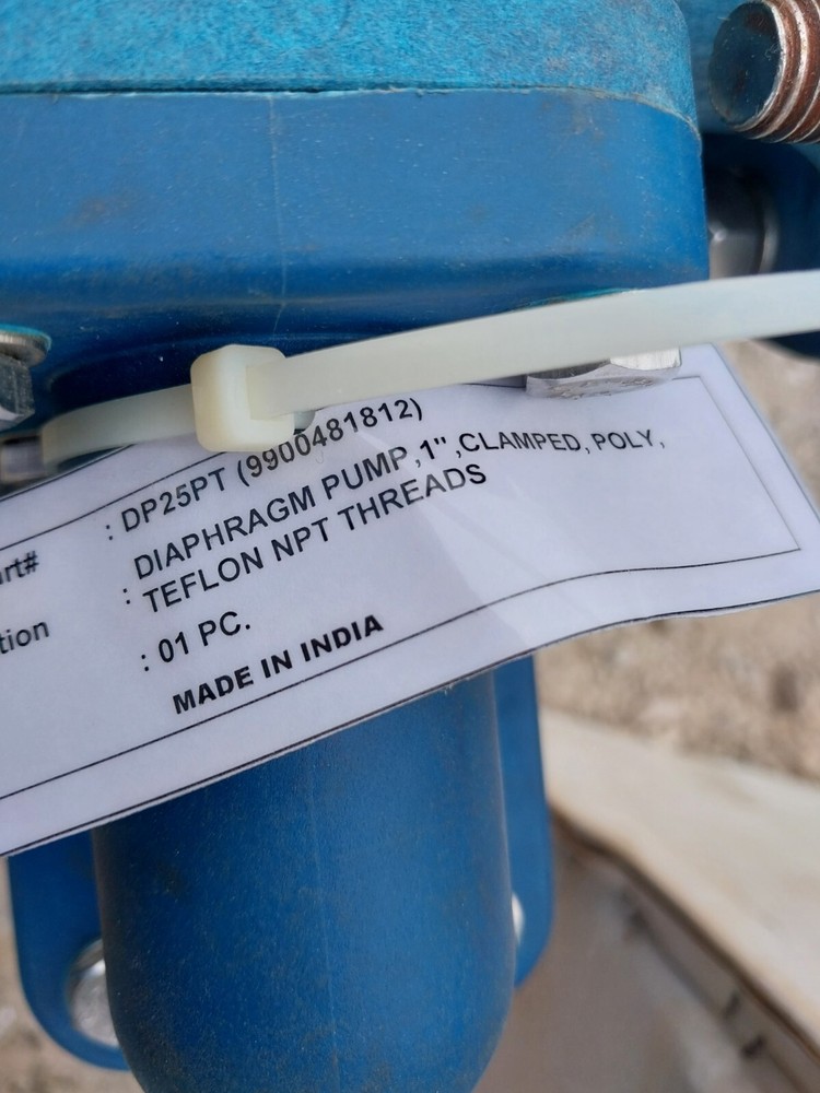 DP25PT Diaphragm Pump 1" Clamped Poly Teflon NPT Threads New