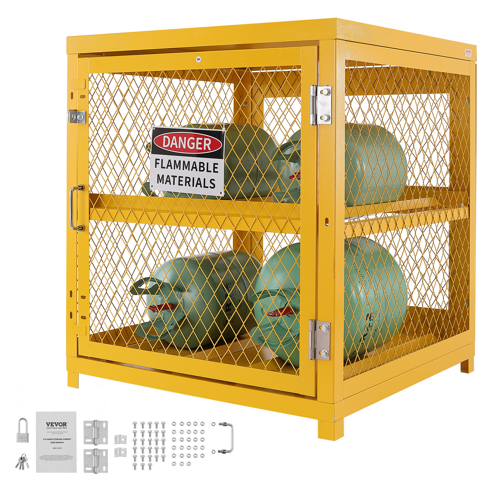 VEVOR Horizontal Cylinder Storage Cabinet 4x33lb Capacity Propane Storage Cage