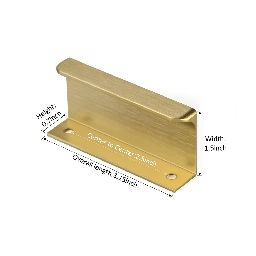 Edge Finger Tab Pull for cabinets Kitchen Concealed Drawer pulls Aluminum Fla...