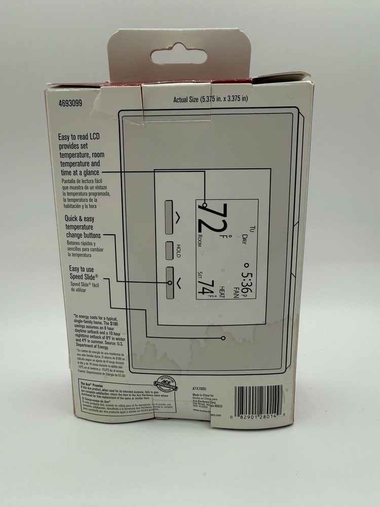 Ace Heating & Cooling Programmable Thermostat 4693099 NIB