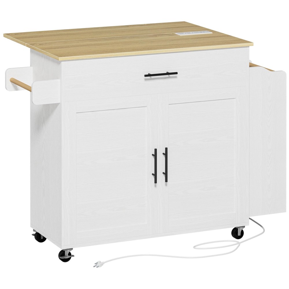 Kitchen Island with Storage, Rolling Kitchen Island on Wheels with Drop Leaf,...