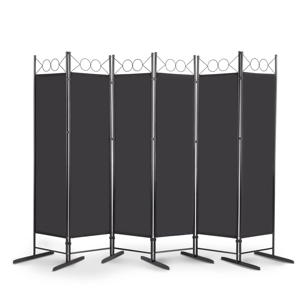 6 Panel Room Divider 6FT Screen Folding Privacy Divider Freestand Black