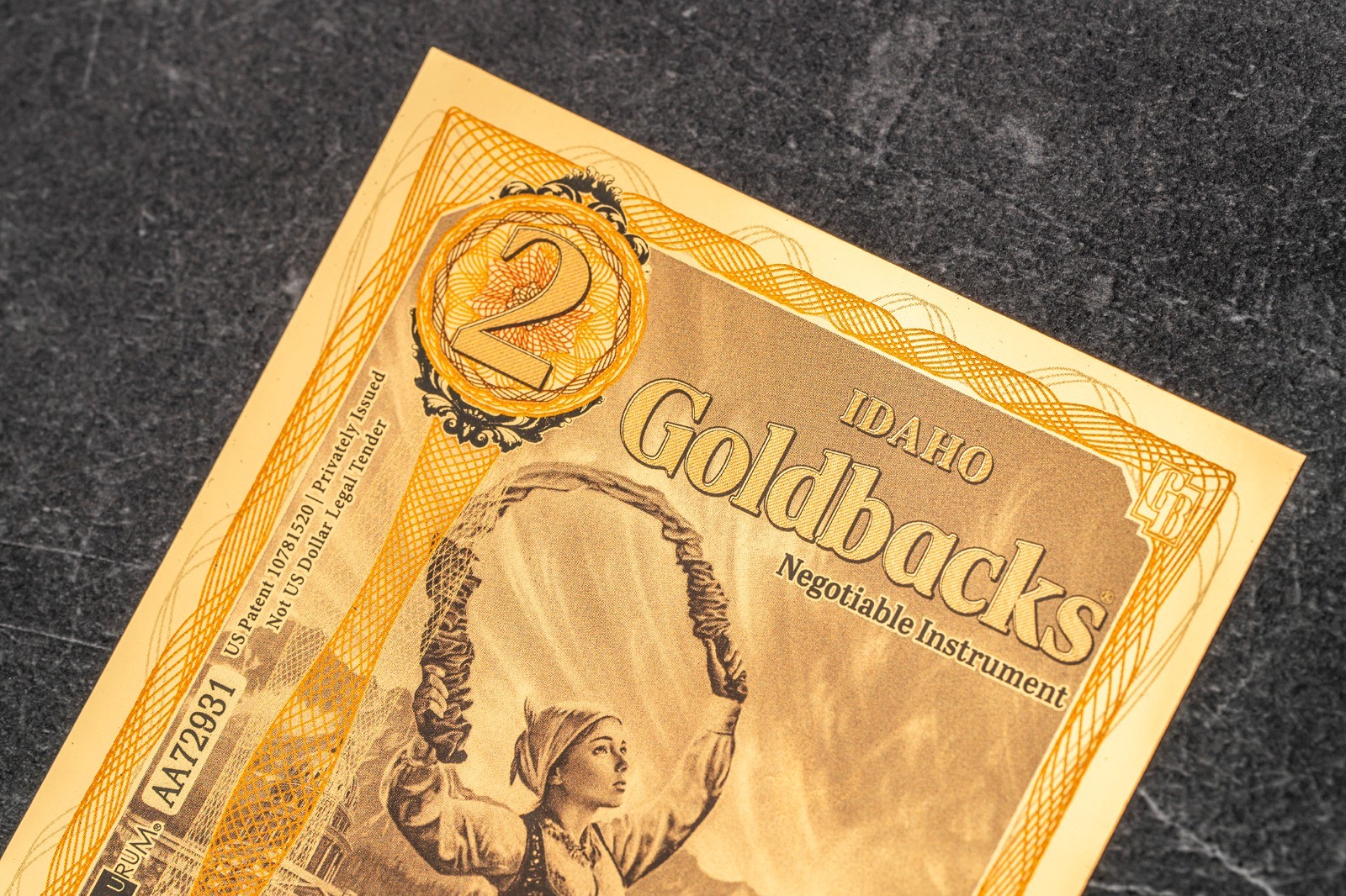 2026 - 2 IDAHO Goldback Aurum Gold Foil Note 1/500 oz 24kt .999 Fine PRESALE
