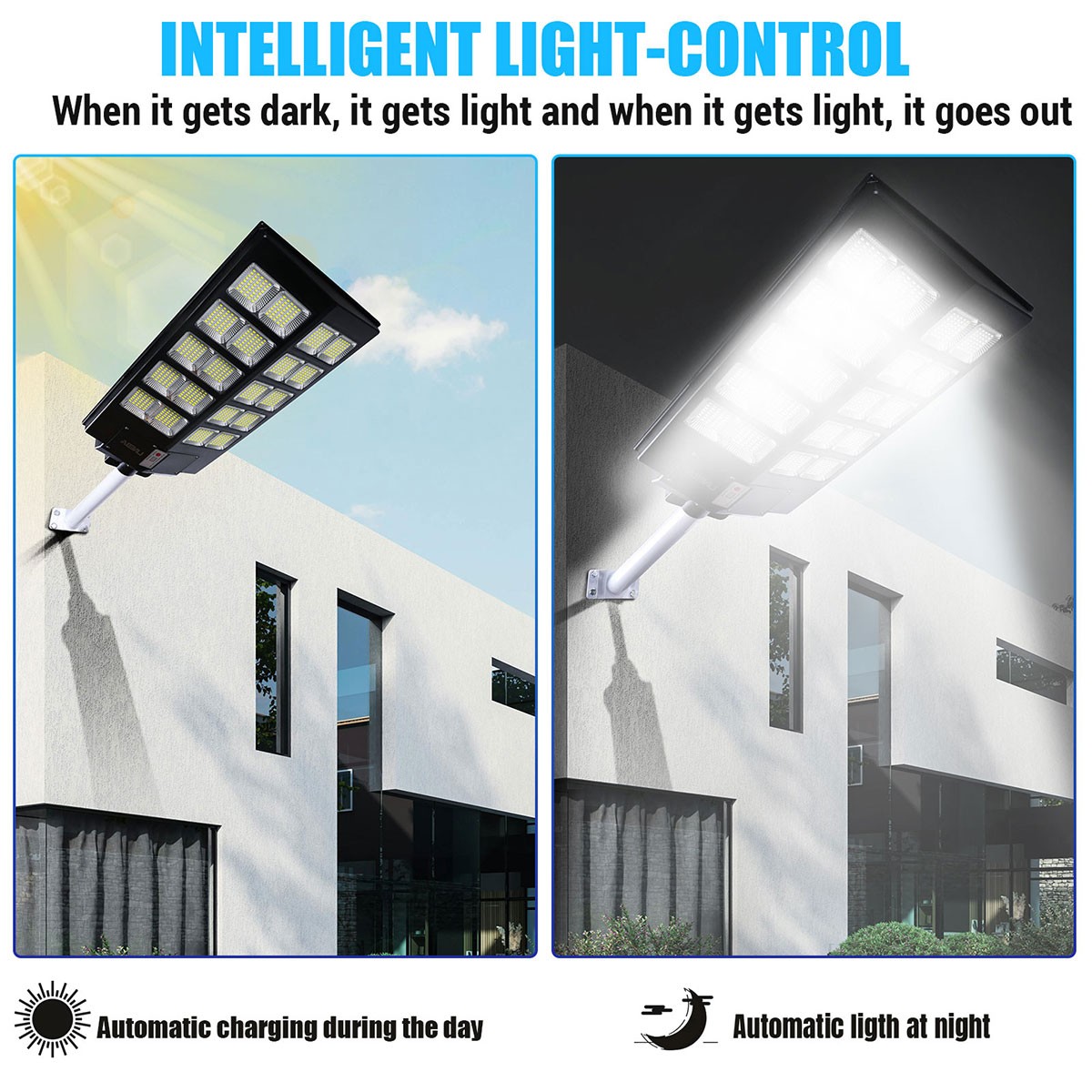 10000W LED Solar Street Light Dusk to Dawn Garden Super Bright Outdoor Road Lamp