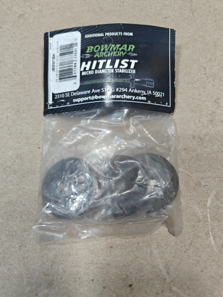 Bowmar Archery Hitlist Micro Diameter Stabilizer BA Weights 3-Pack, 1 Oz., Black