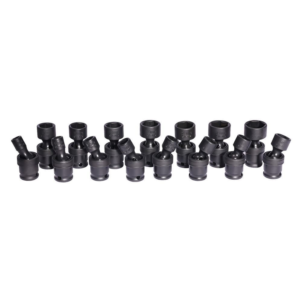 3/8" Drive Shallow Impact Universal Joint Socket Set, 15-Piece Swivel Socket Set
