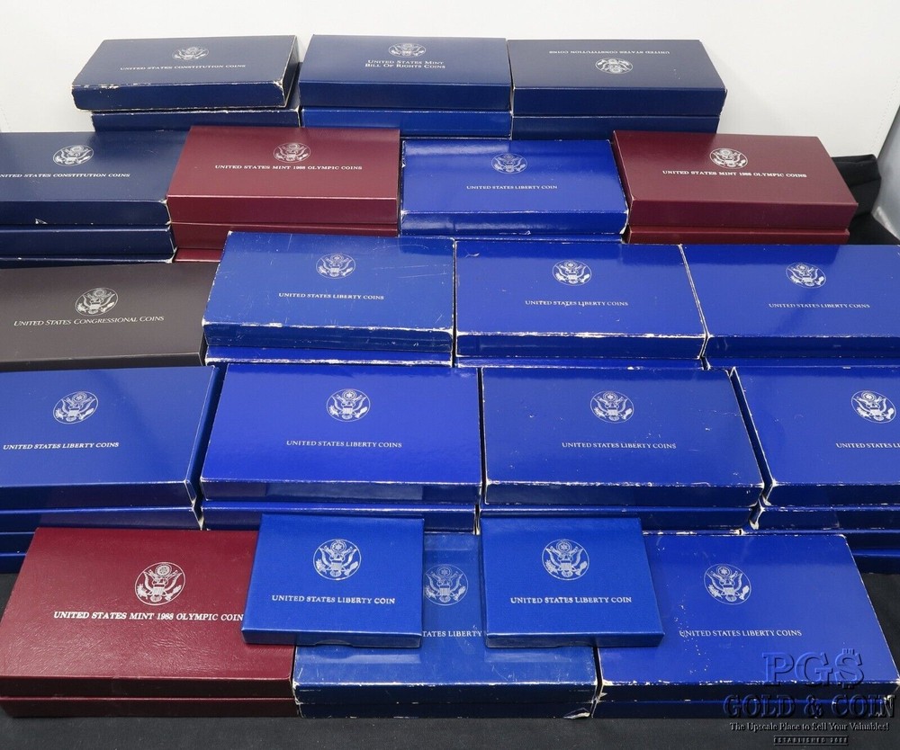 (85) Assorted Empty US Mint Boxes + COA's Mint and Proof 25359